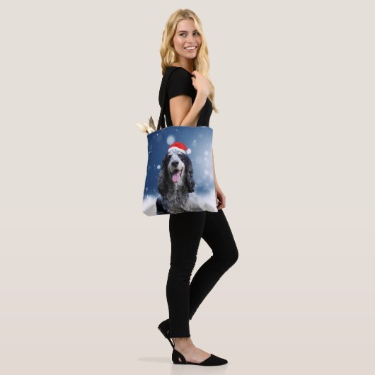 Cocker Spaniel Hond Met Kerstmis Santa Hat Tote Bag (Op model)