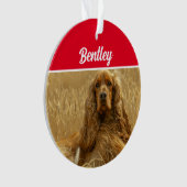 Cocker Spaniel-hond met naam en foto Kerstmis Ornament (voorkant)