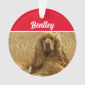 Cocker Spaniel-hond met naam en foto Kerstmis Ornament (voorkant)