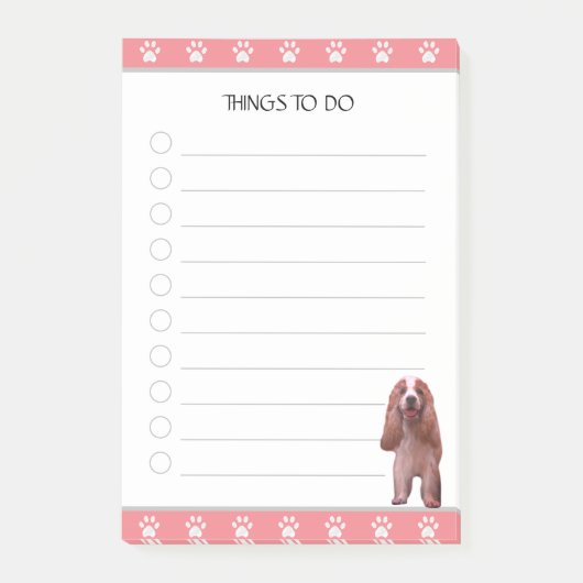 Cocker Spaniel-hond met pootpatroon dingen om te d Post-it® Notes (Voorkant)