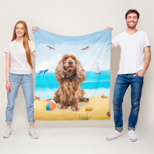 Cocker Spaniel hond op het strand Fleece Deken