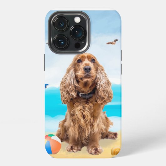 Cocker Spaniel hond op het strand iPhone Hoesje (Achterkant)