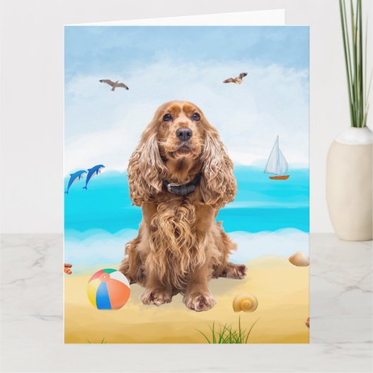 Cocker Spaniel hond op het strand Kaart (Voorkant)