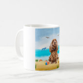 Cocker Spaniel-hond op het strand Koffiemok (Voorkant links)