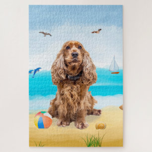 Cocker Spaniel-hond op het strand Legpuzzel