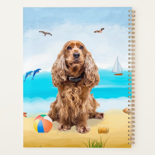 Cocker Spaniel hond op het strand Planner (Achterkant)