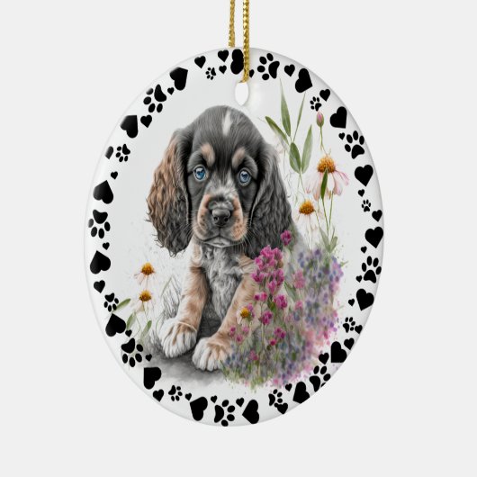 Cocker Spaniel Hond Paws Harten Pet Foto Keramisch Ornament (Rechts)