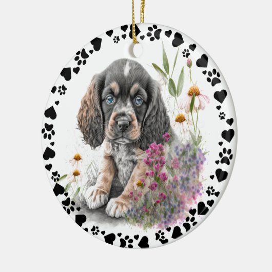 Cocker Spaniel Hond Paws Harten Pet Foto Keramisch Ornament (Links)