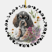 Cocker Spaniel Hond Paws Harten Pet Foto Keramisch Ornament (Achterkant)