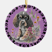 Cocker Spaniel Hond Poot Harten Pet Foto Lavendel Keramisch Ornament (Voorkant)