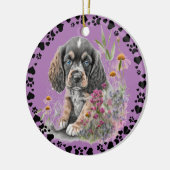 Cocker Spaniel Hond Poot Harten Pet Foto Lavendel Keramisch Ornament (Links)