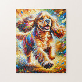 Cocker Spaniel Hond Portret Acryl Kunstprint Legpuzzel