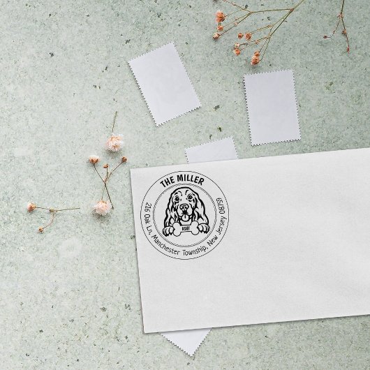 Cocker Spaniel Hond Retouradres Familie Rubberstempel