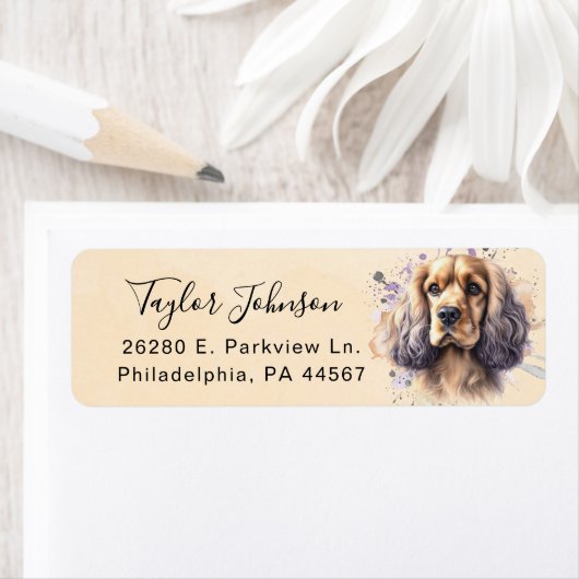 Cocker Spaniel-hond Retouradreslabel Etiket (Insitu)
