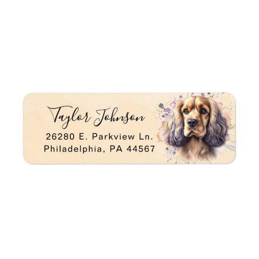 Cocker Spaniel-hond Retouradreslabel Etiket (Voorkant)