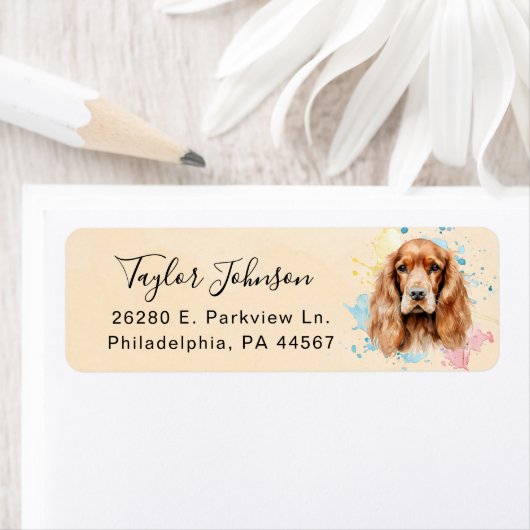Cocker Spaniel-hond Retouradreslabel Etiket (Insitu)