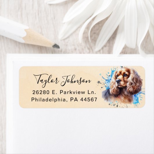 Cocker Spaniel-hond Retouradreslabel Etiket (Insitu)