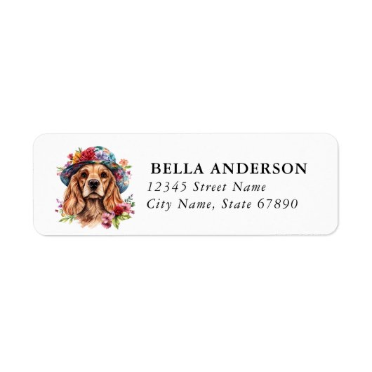 Cocker Spaniel-hond retouradreslabels Etiket (Voorkant)