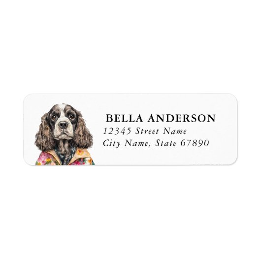Cocker Spaniel-hond retouradreslabels Etiket (Voorkant)