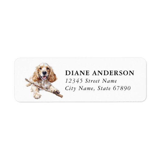 Cocker Spaniel-hond retouradreslabels Etiket (Voorkant)