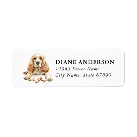 Cocker Spaniel-hond retouradreslabels Etiket (Voorkant)