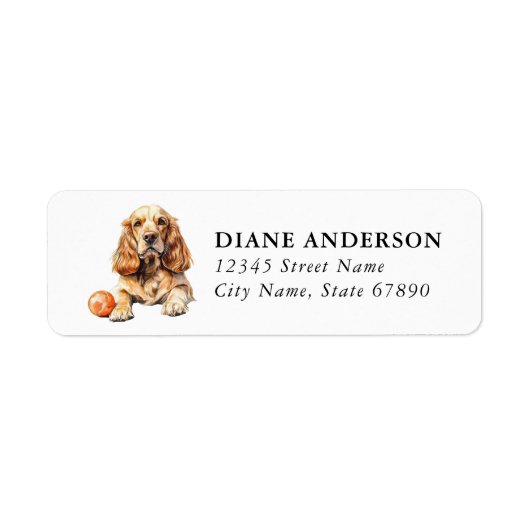 Cocker Spaniel-hond retouradreslabels Etiket (Voorkant)