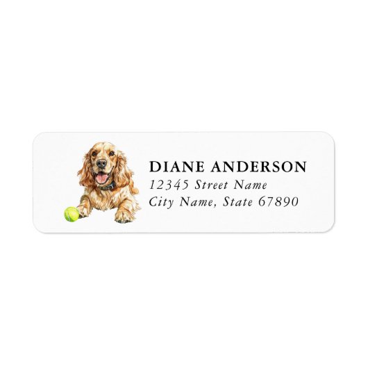 Cocker Spaniel-hond retouradreslabels Etiket (Voorkant)