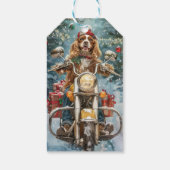 Cocker Spaniel Hond Rijden Motorfiets Kerstmis Cadeaulabel (Achterkant)