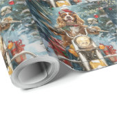 Cocker Spaniel Hond Rijden Motorfiets Kerstmis Cadeaupapier (Rol Hoek)