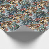Cocker Spaniel Hond Rijden Motorfiets Kerstmis Cadeaupapier (Hoek)