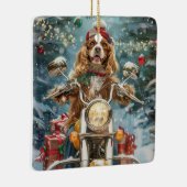Cocker Spaniel Hond Rijden Motorfiets Kerstmis Keramisch Ornament (Rechts)