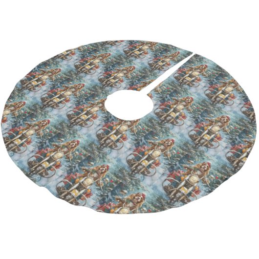 Cocker Spaniel Hond Rijden Motorfiets Kerstmis Kerstboom Rok (Gekanteld)