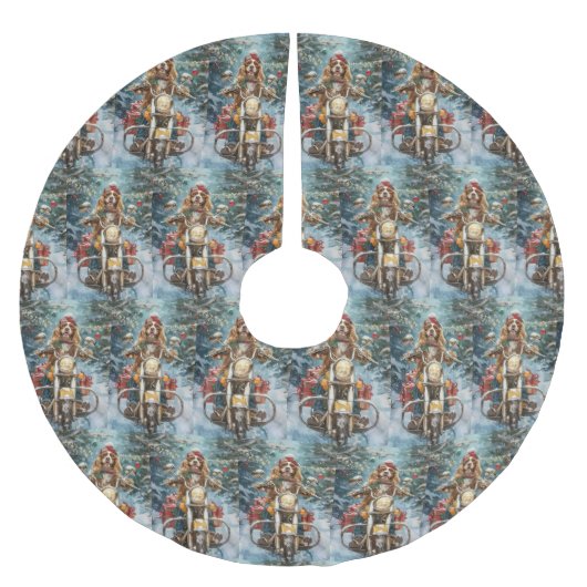 Cocker Spaniel Hond Rijden Motorfiets Kerstmis Kerstboom Rok (Voorkant)