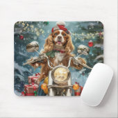 Cocker Spaniel Hond Rijden Motorfiets Kerstmis Muismat (Met muis)