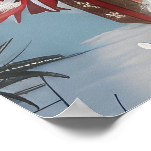 Cocker Spaniel Hond Rijden Motorfiets Kerstmis Poster (Hoek)