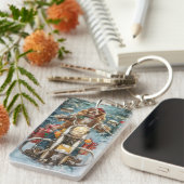 Cocker Spaniel Hond Rijden Motorfiets Kerstmis Sleutelhanger (Voorkant Rechts)