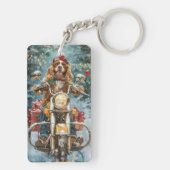 Cocker Spaniel Hond Rijden Motorfiets Kerstmis Sleutelhanger (achterkant)