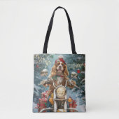 Cocker Spaniel Hond Rijden Motorfiets Kerstmis Tote Bag (Voorkant)