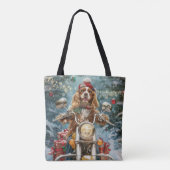 Cocker Spaniel Hond Rijden Motorfiets Kerstmis Tote Bag (Achterkant)