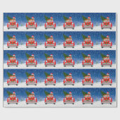 Cocker Spaniel Hond Rijdt Auto In Sneeuw Kerstmis Cadeaupapier (Vlak)