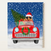 Cocker Spaniel hond rijdt auto in sneeuw Kerstmis  Planner (Achterkant)
