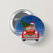 Cocker Spaniel hond rijdt auto in sneeuw Kerstmis Ronde Button 5,7 Cm (Voorkant /achterkant)