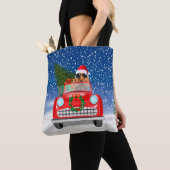 Cocker Spaniel hond rijdt auto in sneeuw Kerstmis Tote Bag (Dichtbij)