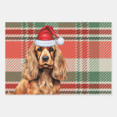 Cocker Spaniel Hond Rood en Groen Geplaagd Kerstmi Inpakpapier Vel (Voorkant 3)