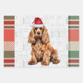 Cocker Spaniel Hond Rood en Groen Geplaagd Kerstmi Inpakpapier Vel (Voorkant)
