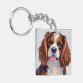 Cocker Spaniel Hond Schilderen Huisdier Sleutelhanger (Voorkant Links)