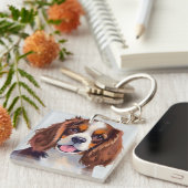 Cocker Spaniel Hond Schilderen Huisdier Sleutelhanger (Voorkant Rechts)