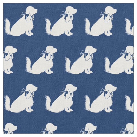 Cocker Spaniel hond silhouet huisdier Navy Blue Stof (Close Up)