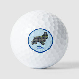 Cocker Spaniel Hond Silhouet Monogram Raster Blauw Golfballen