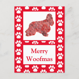 Cocker Spaniel Hond Silhouet Rood Vrolijk Kerstfee Briefkaart